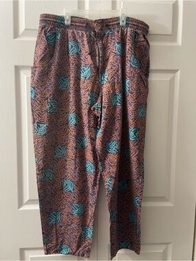 Casual Brown & Teal Printed Jogger Pants